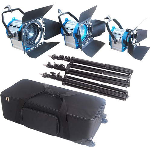 CAME-TV 3-Piece Fresnel Tungsten Studio Video Spotlight Kit