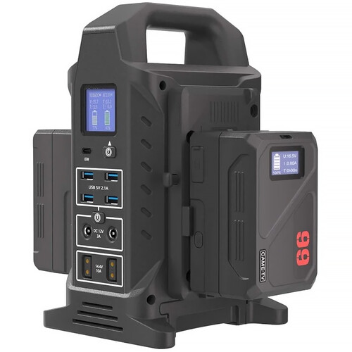 CAME-TV 3-in-1 Dual V-Mount Battery Charger Power Station & Power Strip with 2 Mini-99C Batteries (220V)