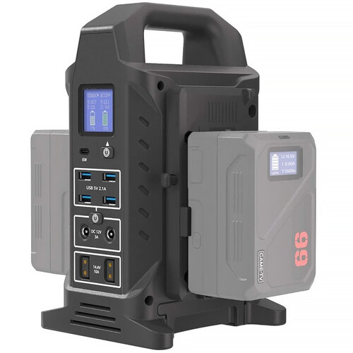 CAME-TV 3-in-1 Dual V-Mount Battery Charger Power Station & Power Strip (220V)