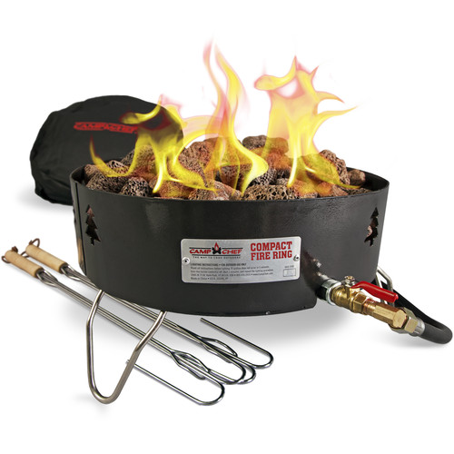 Camp Chef Compact Propane Fire Pit with Lava Rocks & GCLOG