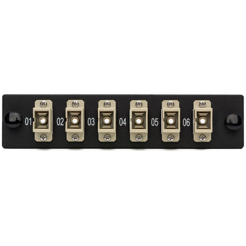 Camplex 6-Port SC Simplex Multi-Mode Fiber Adapter Plate Module with Phosphor Bronze Connectors (Beige)