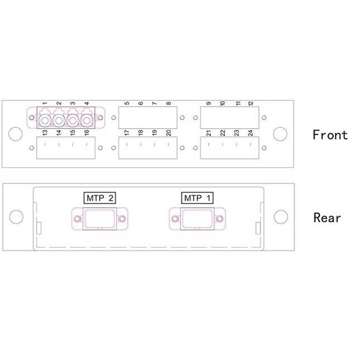 Camplex 24 Fiber MM 50/10gig LGX Cassette with 2-MPO Male Connectors to 24-LC Female Connectors