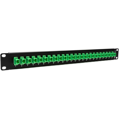 Camplex 24-Port Preloaded Patch Panel with SC APC Simplex Single Mode Adapters (Green)