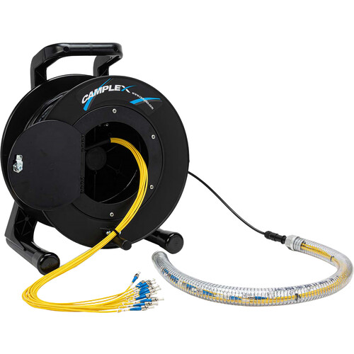 Camplex ProTac Series 12-Channel Single Mode Fiber Optic Tactical Snake on Reel with ST Connector (1000')