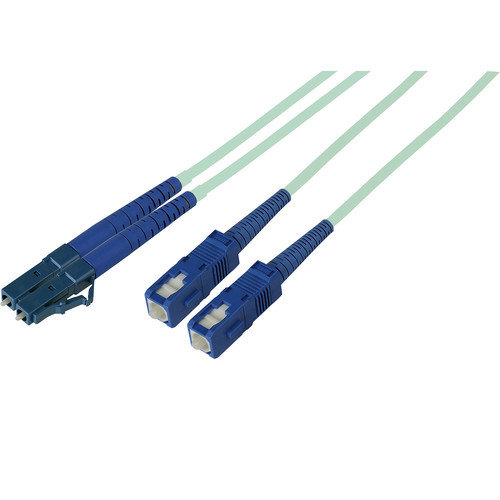 Camplex Premium Bend Tolerant OM3 Multimode Duplex LC to SC Fiber Patch Cable (164' Aqua)
