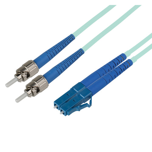 Camplex Premium Bend Tolerant OM3 Multimode Duplex ST to LC Fiber Patch Cable (32.8' Aqua)