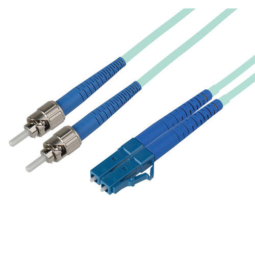Camplex Premium Bend Tolerant OM3 Multimode Duplex ST to LC Fiber Patch Cable (108.3' Aqua)