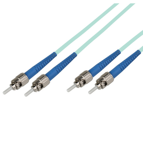 Camplex Premium Bend Tolerant OM3 Multimode Duplex ST to ST Fiber Patch Cable (49.2' Aqua)