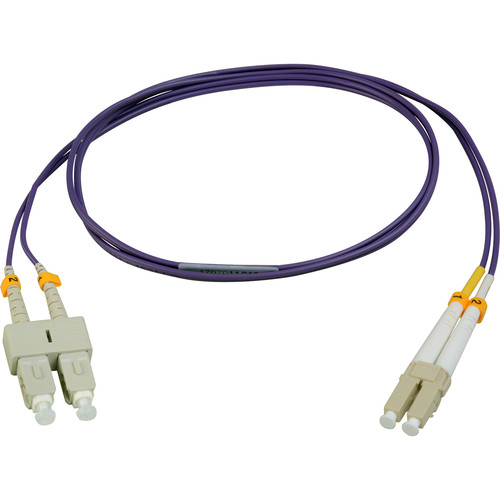 Camplex OM4 Premium Bend Tolerant Multimode Duplex LC to SC Fiber Patch Cable (9.8' Purple)
