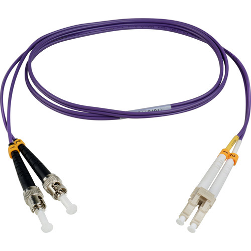 Camplex OM4 Premium Bend Tolerant Multimode Duplex LC to ST Fiber Patch Cable (6.6' Purple)