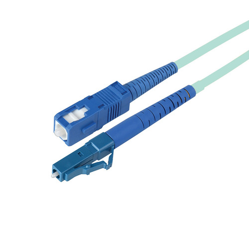 Camplex Premium Bend Tolerant OM3 Multimode Simplex LC to SC Fiber Patch Cable (32.8' Aqua)