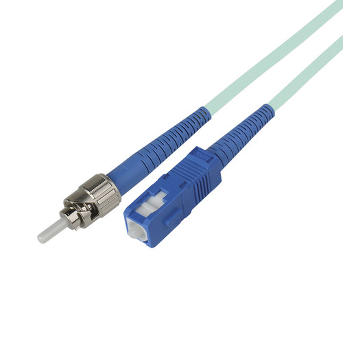 Camplex Premium Bend Tolerant OM3 Multimode Simplex ST to SC Fiber Patch Cable (32.8' Aqua)