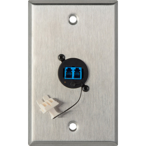 My Custom Shop 1-Gang Stainless Steel Wall Plate with One Duplex LC Singlemode Fiber Optic Connector