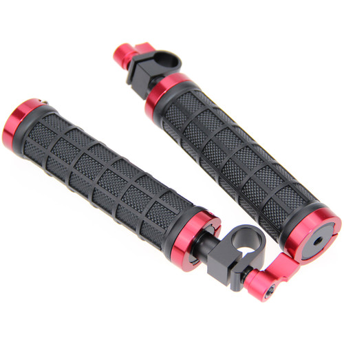 CAMVATE Handgrips with 15mm Rod Clamps (Set of 2 Red)