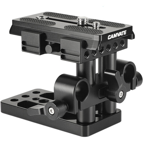 CAMVATE Quick Release Baseplate with 15mm LWS Rod Mount (Black Screws)