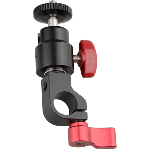 CAMVATE 15mm Rod Clamp with Mini Ball Head (Red Lever)