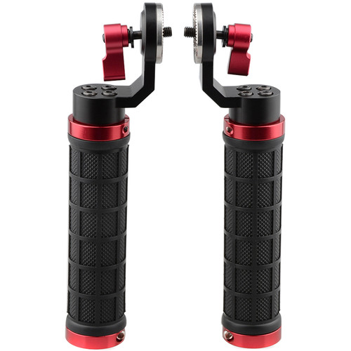 CAMVATE Rubber Handgrip with ARRI-Style Rosette (2-Pack Red)