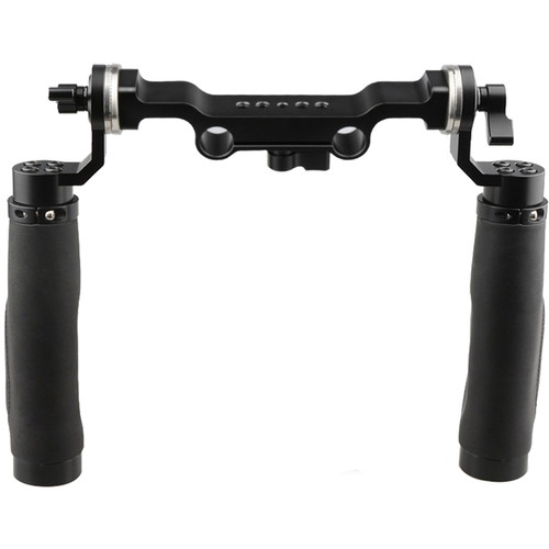 CAMVATE Black Leather Handle Shoulder Mount Rig with 15mm Double-Rod Clamp