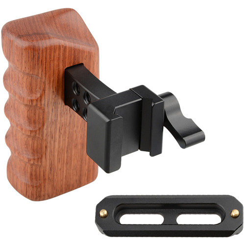 CAMVATE Wooden Handgrip with SWAT Rail Clamp for Video Cage Rig (Right Hand)