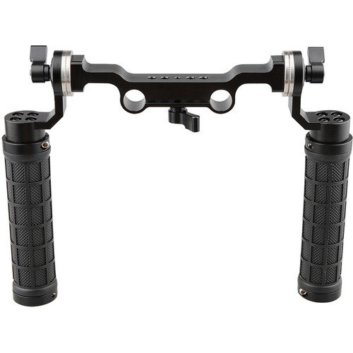 CAMVATE Two Rubber Handgrips with Rosettes and 15mm Rod Block (Black)