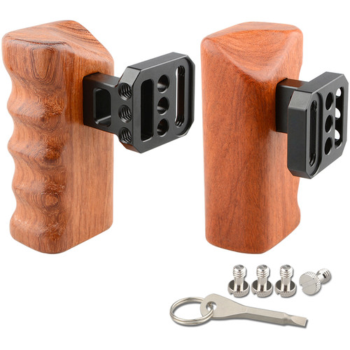 CAMVATE Left & Right Wooden Handgrips for Panasonic GH Series Cages (Rosewood)