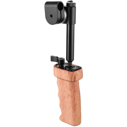 CAMVATE Wooden Handgrip with Built-In Ball Head Connection and 15mm Double Rod Clamp for Camera Cage Kit
