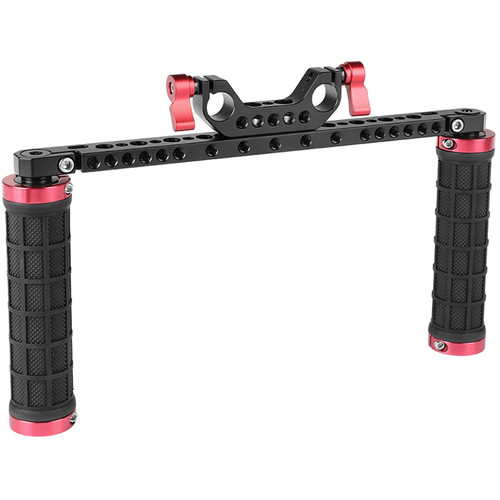 CAMVATE Rubber Handgrips with 15mm Dual-Rod Clamp for Shoulder Mount Rig