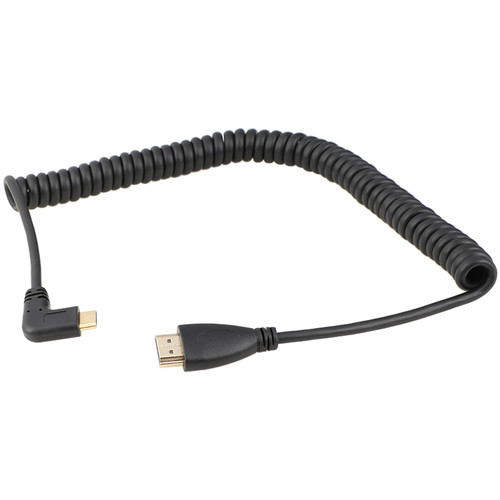 CAMVATE Coiled Right-Angle Mini-HDMI to HDMI Cable (12 to 79