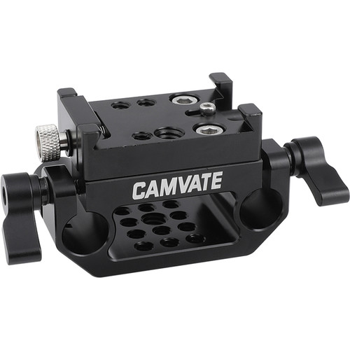 CAMVATE Manfrotto-Type Quick Release Baseplate with 15mm Dual-Rod Clamp
