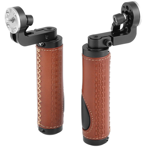 CAMVATE Leather Handgrip with ARRI-Style Rosette (Set of 2 Brown)
