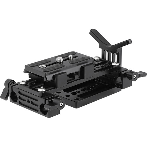 CAMVATE Manfrotto-Style QR Assembly with Dual 15mm Clamp & Lens Support