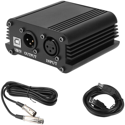 CAMVATE 48V Phantom Power Supply with USB Cable Adapter and XLR Cable