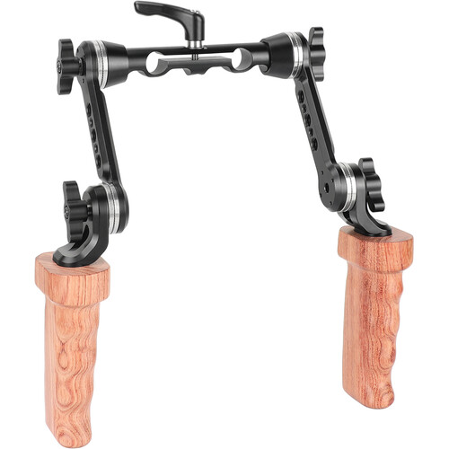CAMVATE Wooden Handle Pair with Rosette Extension Arms & 15mm Rod Clamp