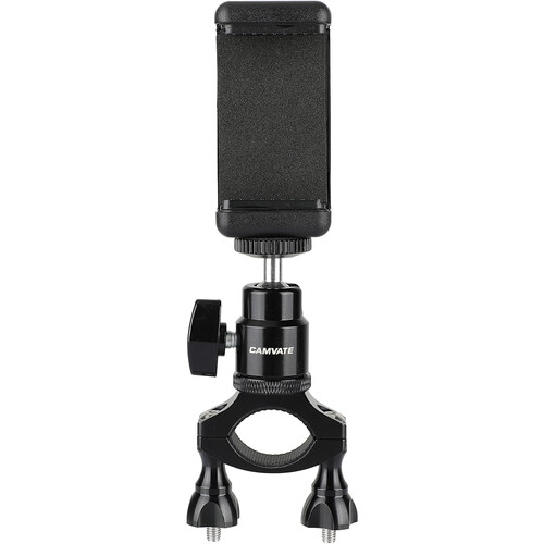 CAMVATE Rod Clamp Mount Holder with Smartphone Clip and Adjustable Ball Head & 1/4