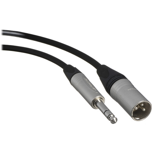 Canare Star Quad 3-Pin XLR Male to 1/4 TRS Male Cable (Black 1')