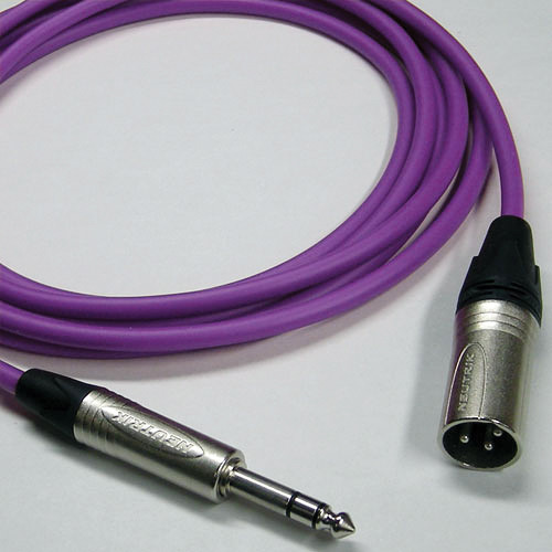 Canare Star Quad 3-Pin XLR Male to 1/4 TRS Male Cable (Purple 2')