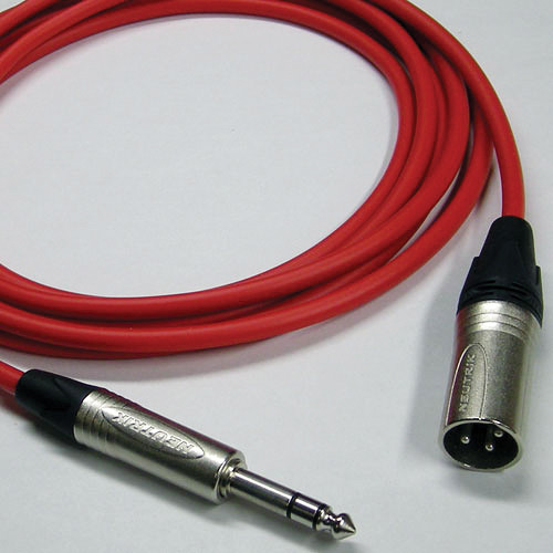 Canare Star Quad 3-Pin XLR Male to 1/4 TRS Male Cable (Red 25')