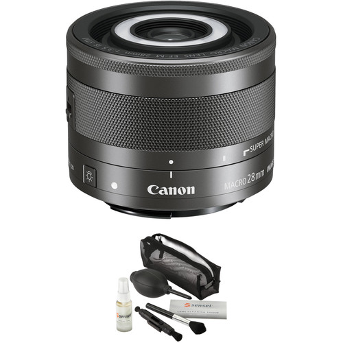 Canon EFM 28mm f/3.5 Macro IS STM Lens with Lens Care Kit B&H