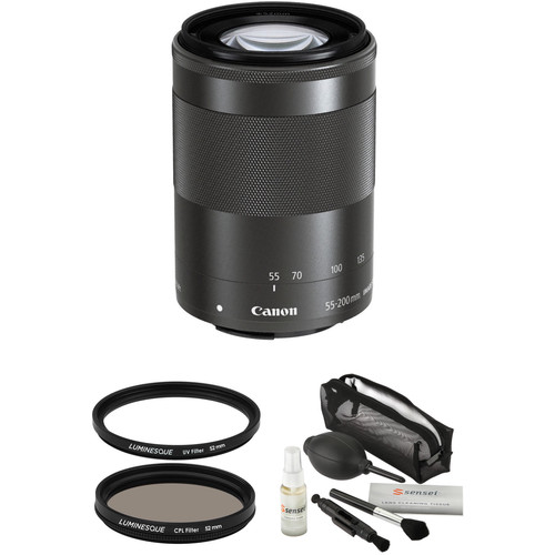 Canon EFM 55200mm f/4.56.3 IS STM Lens with Filters Kit B&H