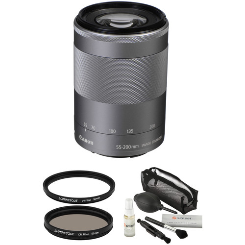 Canon EFM 55200mm f/4.56.3 IS STM Lens with Filters Kit