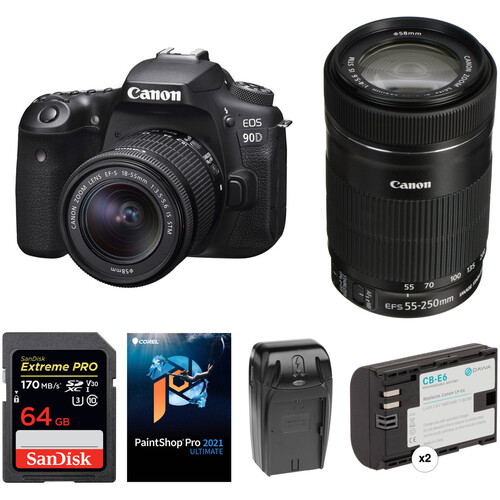 Canon EOS 90D DSLR Camera With 18-55mm And 55-250mm Lenses Kit