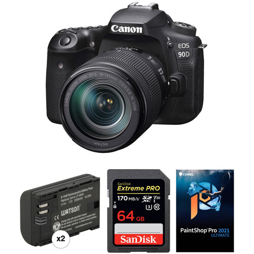 Canon EOS 90D DSLR Camera with 18135mm Lens and Software Kit