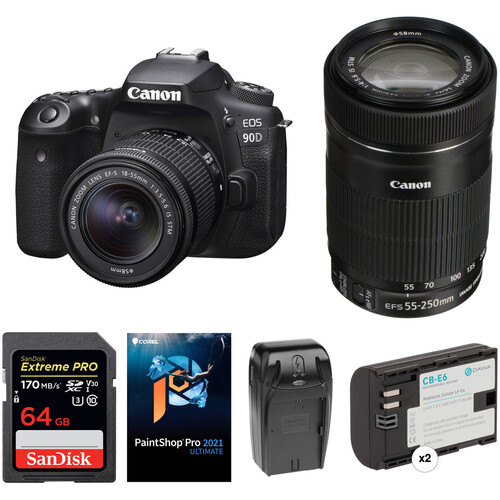 Canon EOS 90D DSLR Camera with 18-55mm and 55-250mm Lenses Kit
