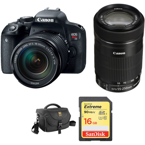 Canon EOS Rebel T7i DSLR Camera with 18-135mm and 55-250mm