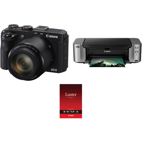 Canon PowerShot G3 X Digital Camera with PIXMA PRO100 Inkjet