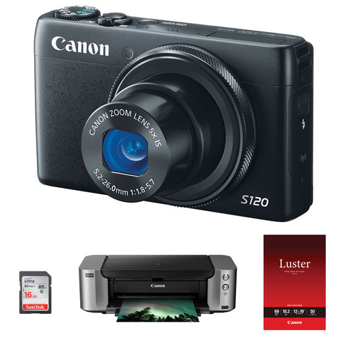 Canon PowerShot S120 Digital Camera with Inkjet Printer Kit B&H
