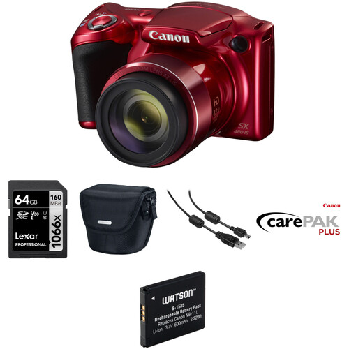 Canon PowerShot SX420 IS Digital Camera Deluxe Kit (Red) B&H