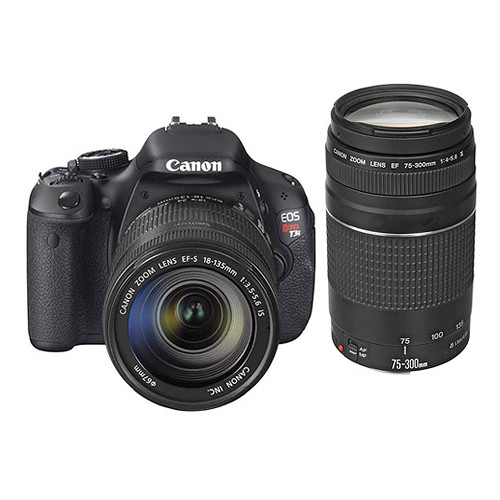 Canon EOS Rebel T3i DSLR Camera with 18-135mm and 75-300mm Lens