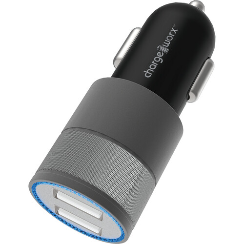 ChargeWorx Dual USB-A Car Charger (Black/Gray)