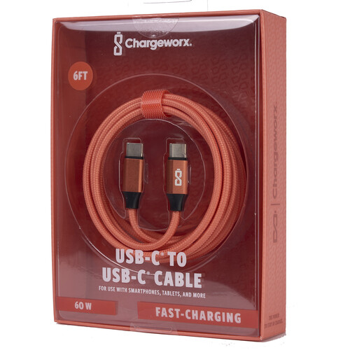 ChargeWorx Nylo-Tuff USB-C 60W Charging Cable (Desert Flower 6')